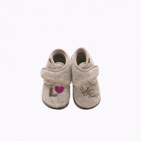 Chaussons Fille Amour Beige AMOUR-FI-BEIGE