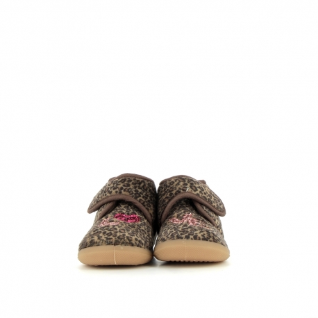 Chaussons bébé garçon esprit peluche - beige aop leopard, Chaussures