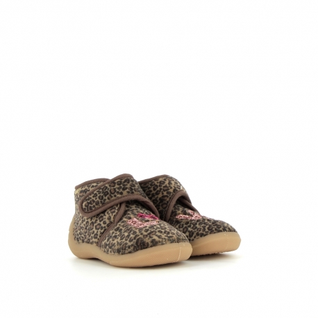 Girl's Slippers Amour Beige Leopard AMOUR-FI-BEIGELEOPARD