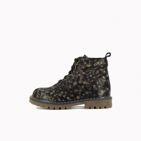 Girl's Pre Walk & first steps Biva Black Peas BIVA-FI-NOIRFLEURS