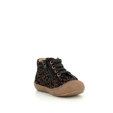 Girl's Pre Walk & first steps Jolila Black Flower JOLILA-FI-NOIRFLEUR